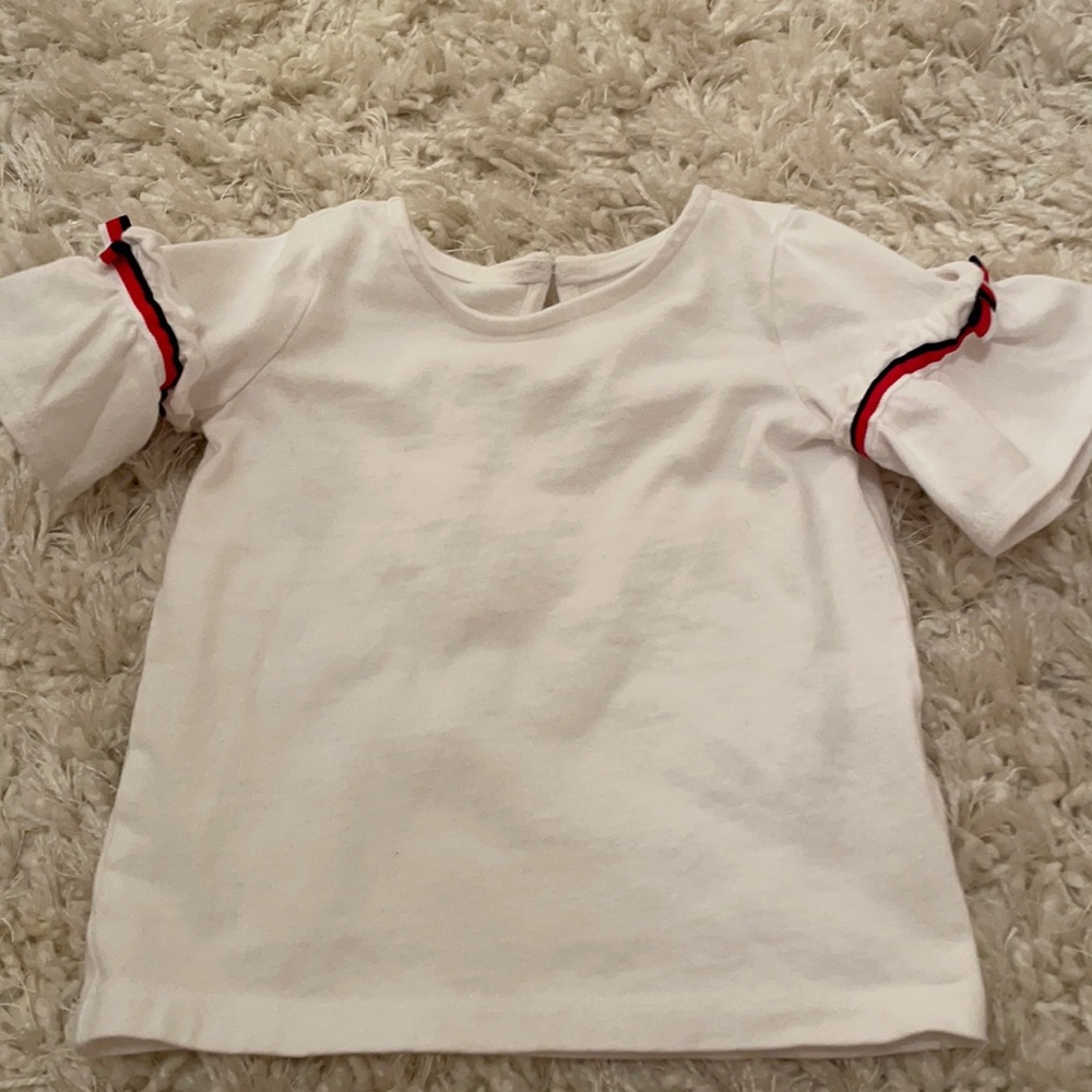 Janie and Jack Baby Girls white shirt with ruffled sleeve